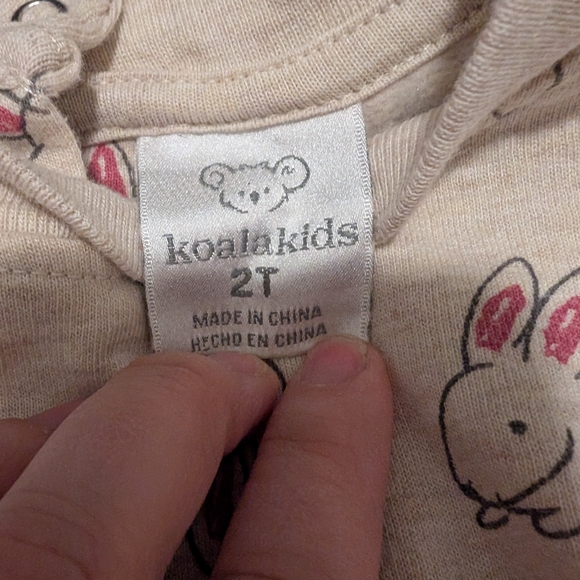 3 For $12 Koala Kids Cream Bunny Print Dress - Picture 3 of 4